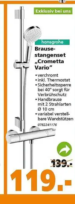 Globus Baumarkt Hansgrohe Brausestangenset ,,Crometta Vario" Angebot