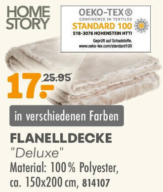 Möbel Kraft HOME STORY Flanelldecke Deluxe Angebot