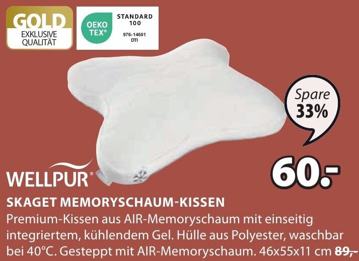 WELLPUR SKAGET MEMORYSCHAUM-KISSEN Angebot bei Jysk