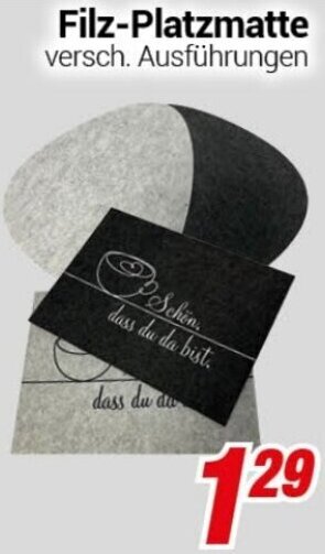 CENTERSHOP Filz-Platzmatte Angebot