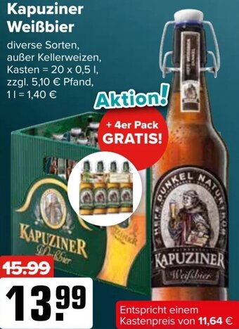 Logo Getränkemarkt Kapuziner Weißbier 20x0,5 L Angebot