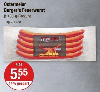 V Markt Ostermeier Burger's Feuerwurst je 400-g-Packung Angebot