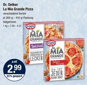 V Markt Dr. Oetker La Mia Grande Pizza je 360-g-410-g-Packung tiefgefroren Angebot