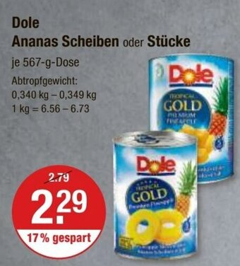 V Markt Dole Ananas Scheiben oder Stücke je 567-g-Dose Angebot