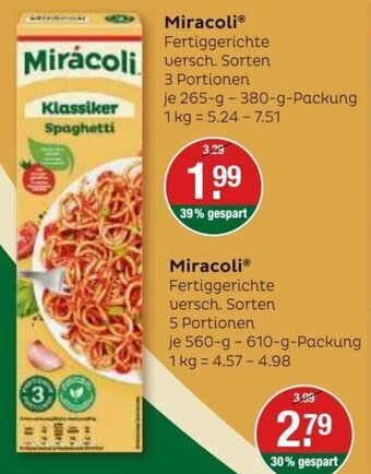 V Markt Miracoli Fertiggerichte 3 Portionen je 265-g-380-g-Packung Angebot