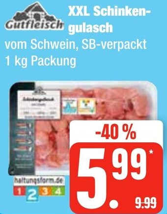 Edeka Frischemarkt Gutfleisch XXL Schinkengulasch 1 kg Packung Angebot