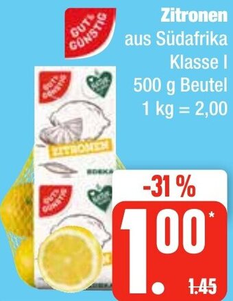 Edeka Frischemarkt Gut & Günstig Zitronen 500 g Beutel Angebot