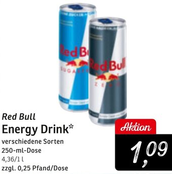 KONSUM Red Bull Energy Drink 250-ml-Dose Angebot