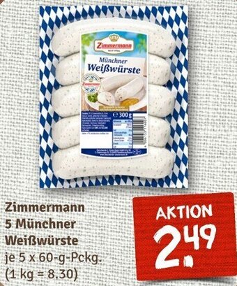 nahkauf Zimmermann 5 Münchner Weißwürste 5 x 60-g-Pckg. Angebot