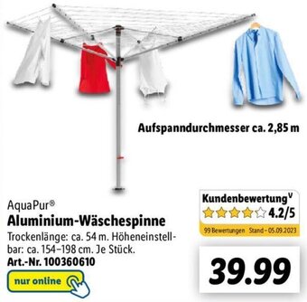 Lidl AquaPur Aluminium-Wäschespinne Angebot