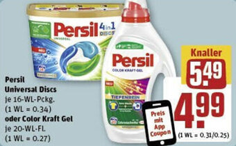 REWE Persil Universal Discs 16-WL-Pckg. oder Color Kraft Gel 20-WL-FL Angebot