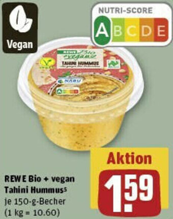 REWE REWE Bio + vegan Tahini Hummuss 150-g-Becher Angebot