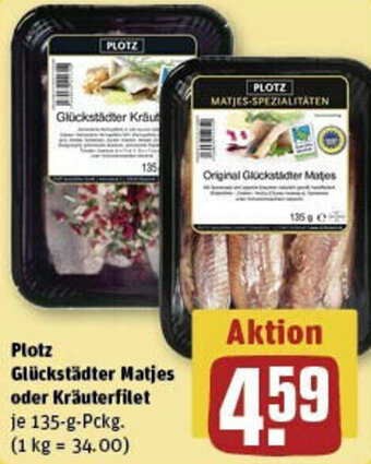 REWE Plotz Glückstädter Matjes oder Kräuterfilet 135-g-Pckg. Angebot