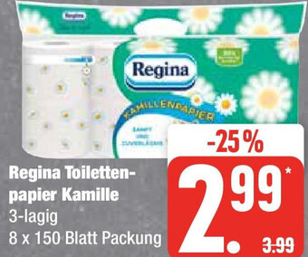 Edeka Regina Toilettenpapier Kamille 8 x 150 Blatt Packung Angebot