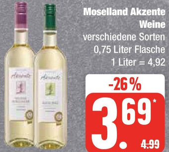 Edeka Moselland Akzente Weine 0,75 Liter Flasche Angebot