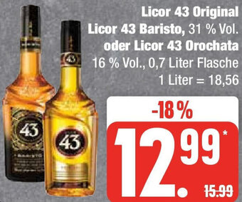 Edeka Licor 43 Original Licor 43 Baristo oder Licor 43 Orochata 0,7 Liter Flasche Angebot