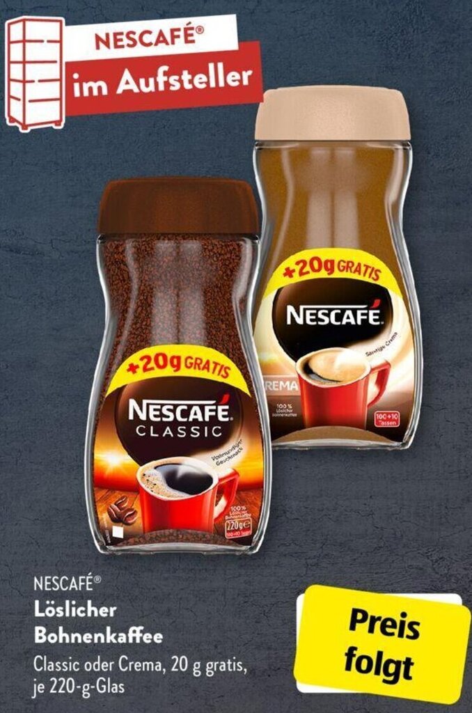NESCAFÉ Löslicher Bohnenkaffee 220gGlas Angebot bei Aldi Süd