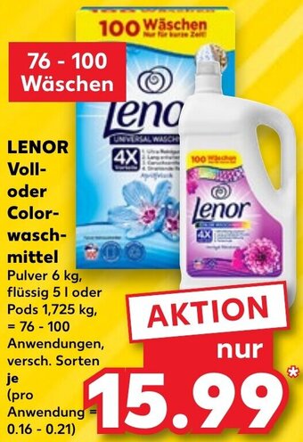 Kaufland LENOR Voll oder Colorwaschmittel 76 - 100 Wäschen Angebot