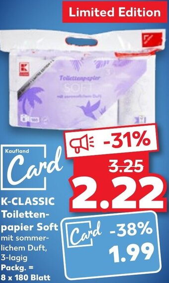 Kaufland K-CLASSIC Toilettenpapier Soft 8 x 180 Blatt Angebot