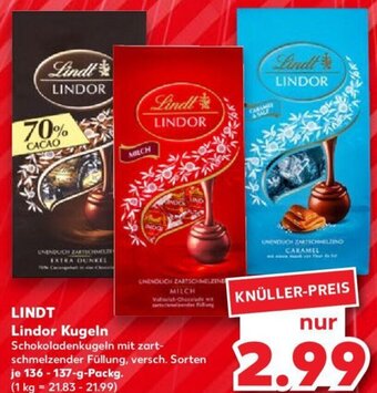 Kaufland LINDT Lindor Kugeln 136-137-g Packg. Angebot