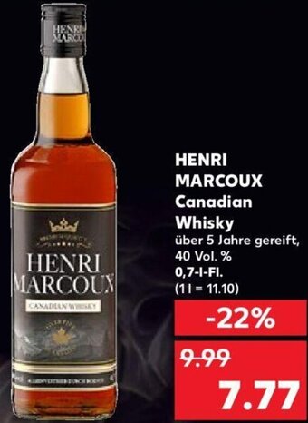 Kaufland HENRI MARCOUX Canadian Whisky 0,7 L-Fl. Angebot