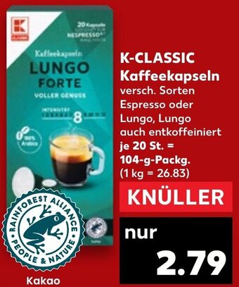 Kaufland K-CLASSIC Kaffeekapseln 104 g Packg. Angebot