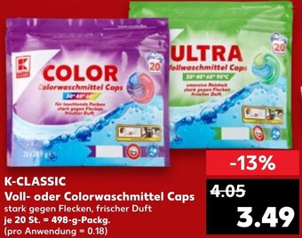 Kaufland K-CLASSIC Voll oder Colorwaschmittel Caps 498 g Packg. Angebot