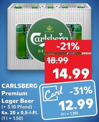 Kaufland CARLSBERG Premium Lager Beer Ka. 20 x 0,5-I-FI. Angebot