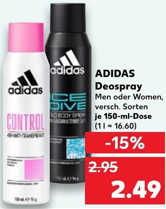 Kaufland ADIDAS Deospray 150 ml Dose Angebot