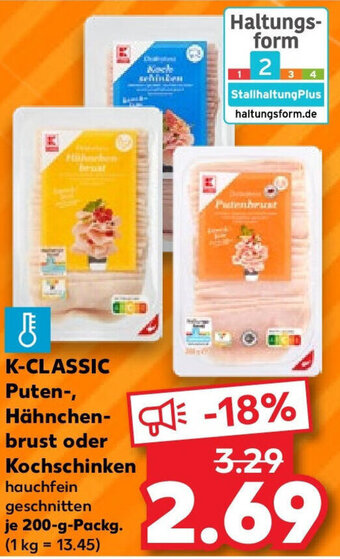 Kaufland K-CLASSIC Puten-, Hähnchen-brust oder Kochschinken 200 g Packg. Angebot