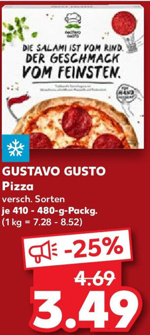 Kaufland GUSTAVO GUSTO Pizza 410-480 g Packg. Angebot