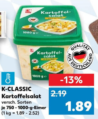 Kaufland K-CLASSIC Kartoffelsalat 750-1000 g Eimer Angebot