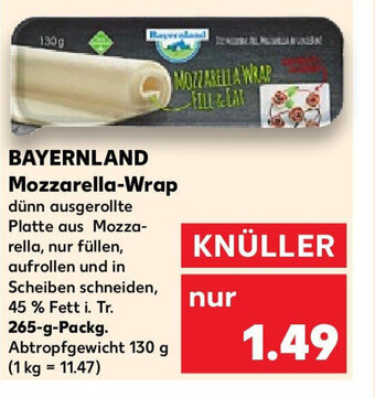 Kaufland BAYERNLAND Mozzarella-Wrap 265 g Packg. Angebot