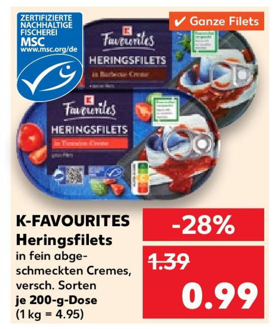 KFAVOURITES Heringsfilets 200 g Dose Angebot bei Kaufland