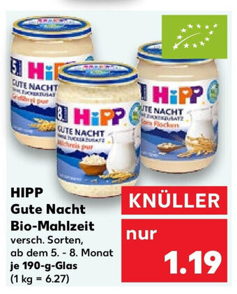 Kaufland HIPP Gute Nacht Bio-Mahlzeit 190 g Glas Angebot