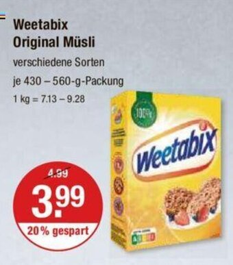 V Markt Weetabix Original Müsli 430-560g Angebot