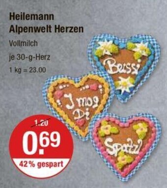 V Markt Heilemann Alpenwelt Herzen je 30-g-Herz Angebot