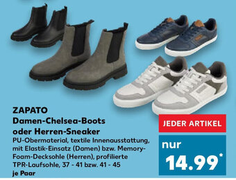 Kaufland ZAPATO Damen-Chelsea-Boots oder Herren-Sneake 37 - 41 bzw. 41-45 Paar Angebot