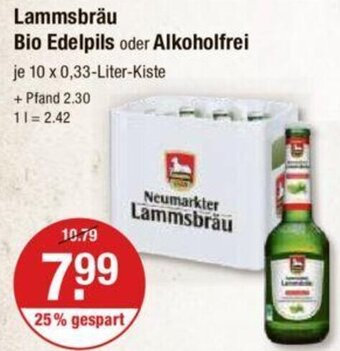 V Markt Lammsbräu Bio Edelpils oder Alkoholfrei je 10 x 0,33-Liter-Kiste Angebot