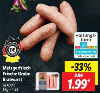 Lidl Metzgerfrisch Frische Grobe Bratwurst 400 g Angebot