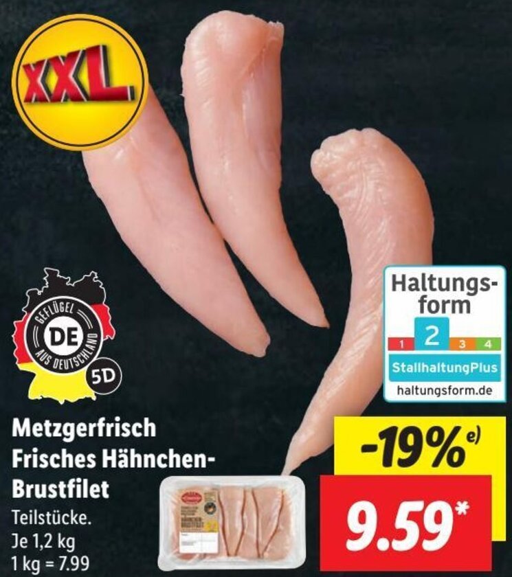 Metzgerfrisch Frisches Hähnchen Brustfilet 1,2 kg Angebot bei Lidl