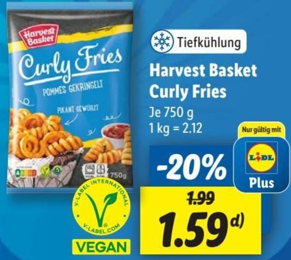 Harvest Basket Curly Fries 750 g Angebot bei Lidl