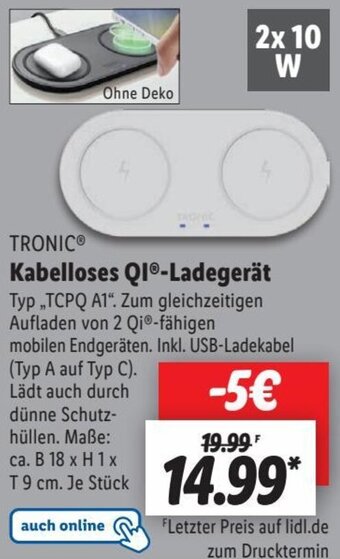 Lidl TRONIC Kabelloses QI-Ladegerät TCPQ A1 Angebot