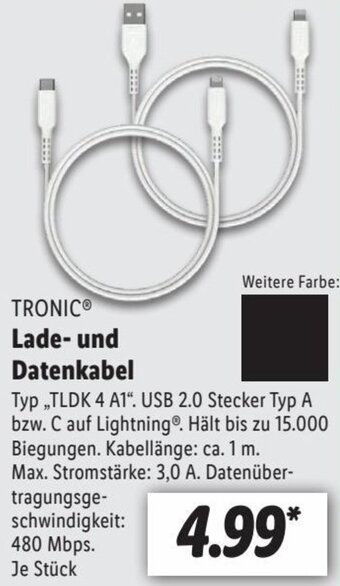 Lidl TRONIC Lade und Datenkabel TLDK 4 A1 Angebot