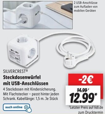 Lidl SILVERCREST Steckdosenwürfel mit USB-Anschlüssen Angebot