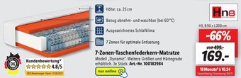Lidl Hn8 7-Zonen-Taschenfederkern Matratze Angebot