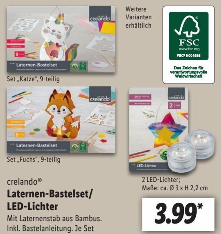 Crelando LaternenBastelset/ LEDLichter Angebot bei Lidl