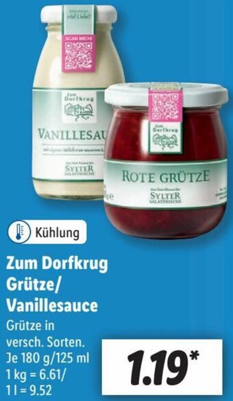 Lidl Zum Dorfkrug Grütze/ Vanillesauce 180 g/125 ml Angebot