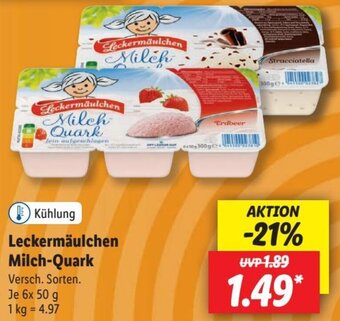 Lidl Leckermäulchen Milch Quark 6x50 g Angebot