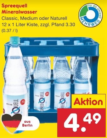 Netto Marken-Discount Spreequell Mineralwasser 12x1 Liter Kiste Angebot